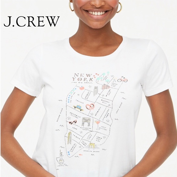 NEW J. Crew 🍎 New York The Big Apple Map Short Sleeves Collector Tee Shirt Large - Picture 6 of 9